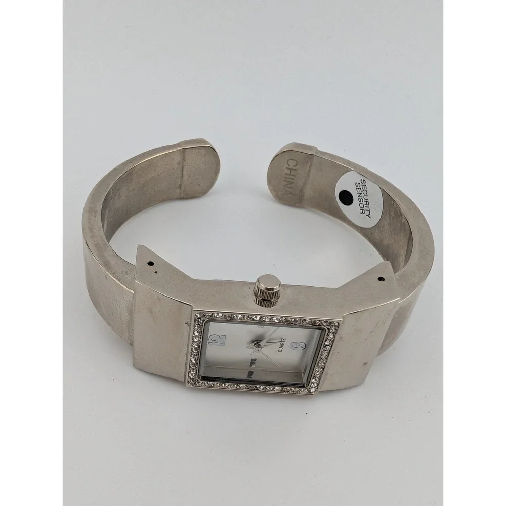 Vintage JC Penny Watch Women 22mm Silver Case‎ Crystal Bezel Bangle- New Battery